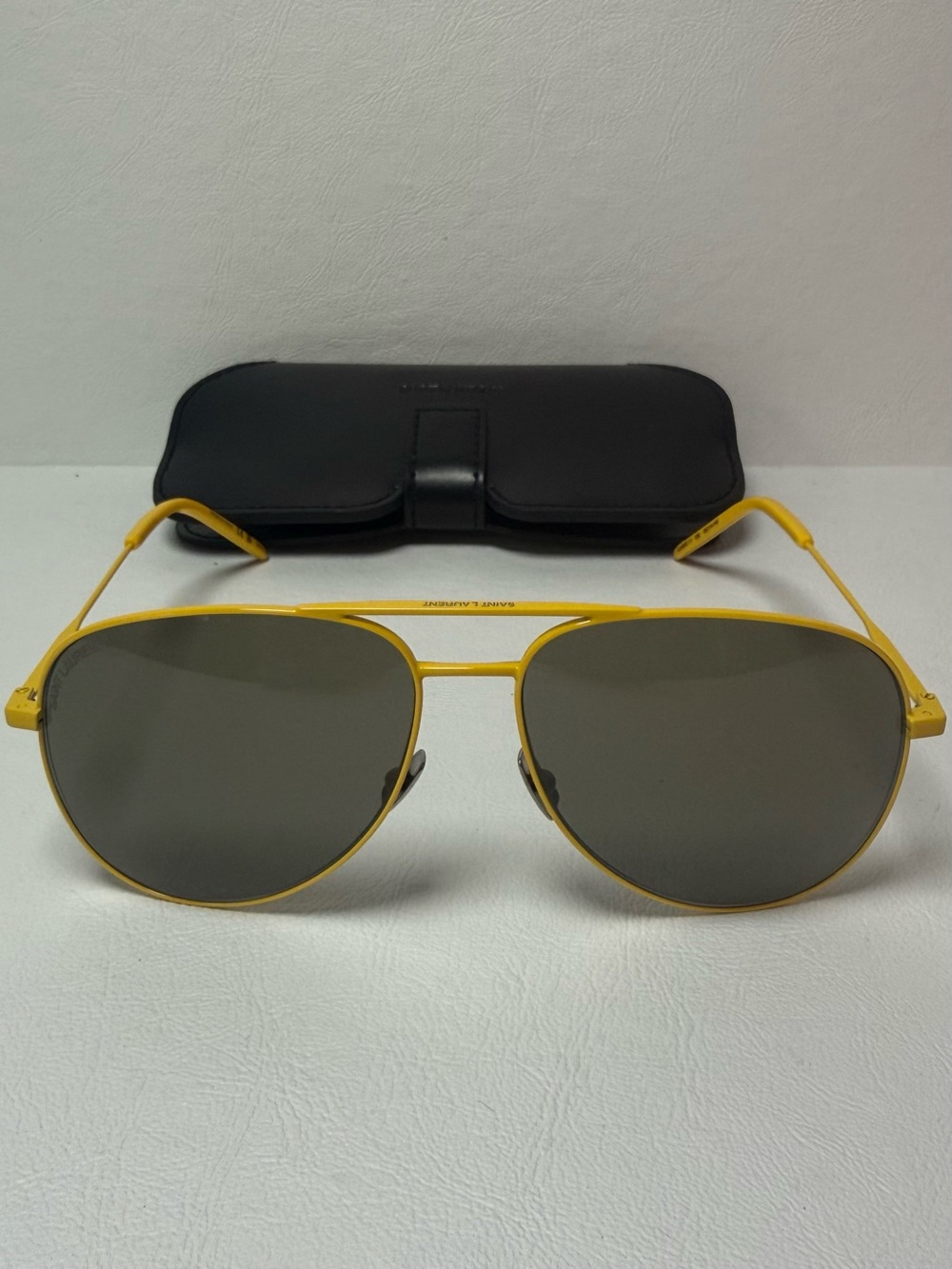 Saint Laurent Classic 11 Unisex Yellow Aviator Sunglasses